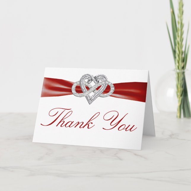 Red Infinity Heart Thank You Card (Front)