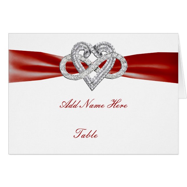 Red Infinity Heart Wedding Table Place Card (Front Horizontal)