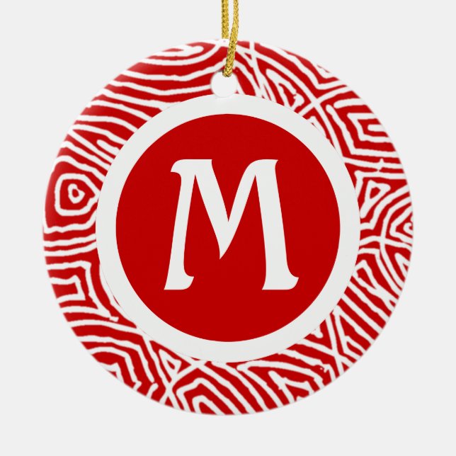Red Initial Ceramic Tree Decoration (Front)