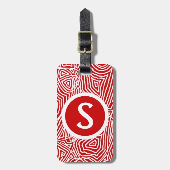 Red Initial Luggage Tag (Front Vertical)
