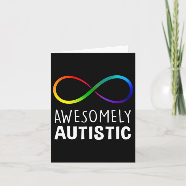 Red Instead Autism Awesomely Autistic Infinity  Card (Front)