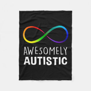 Red Instead Autism Awesomely Autistic Infinity Fleece Blanket