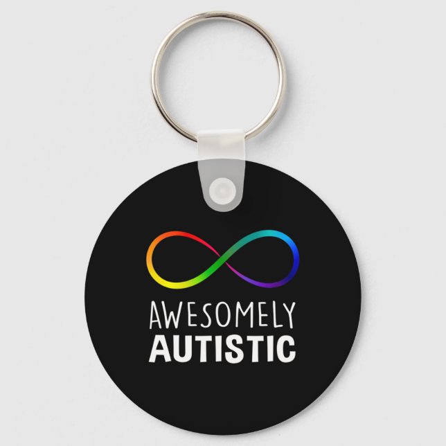 Red Instead Autism Awesomely Autistic Infinity  Key Ring (Front)