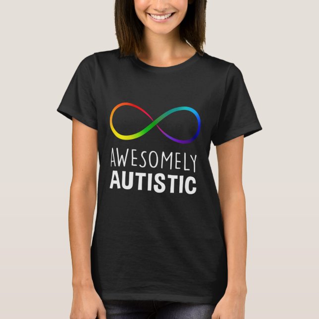 Red Instead Autism Awesomely Autistic Infinity  T-Shirt (Front)
