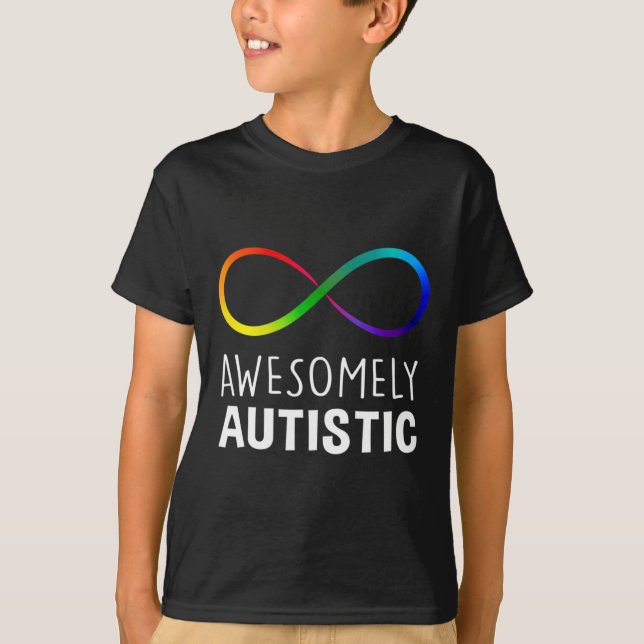 Red Instead Autism Awesomely Autistic Infinity  T-Shirt (Front)