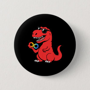 Red Instead Autism Dino Autism Awareness Acceptanc 6 Cm Round Badge