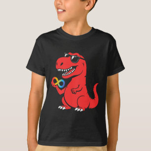 Red Instead Autism Dino Autism Awareness Acceptanc T-Shirt
