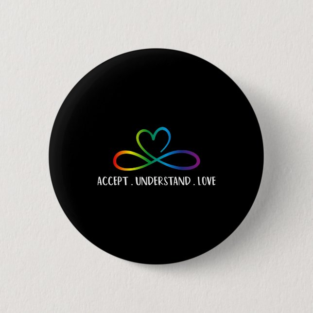Red Instead Autism Infinity Accept Understand Love 6 Cm Round Badge (Front)