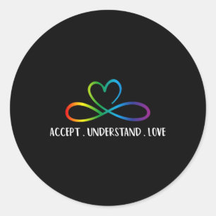 Red Instead Autism Infinity Accept Understand Love Classic Round Sticker
