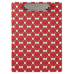 Red Interlocking Rhombuses Geometric Zig Zag Lines Clipboard