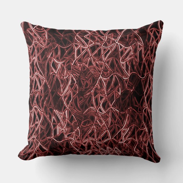 Red intertwined network of rustic and tangled wire cushion (Front)