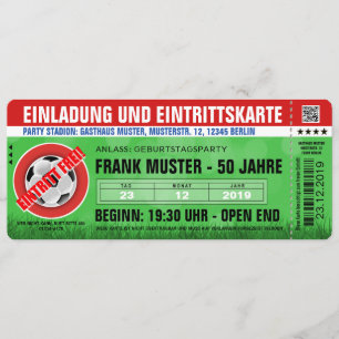 red invitation and ticket (football ticket)