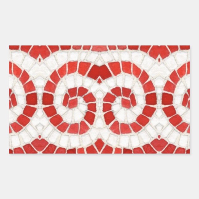 RED IONIC MOSAIC Rectangle Stickers (Front)