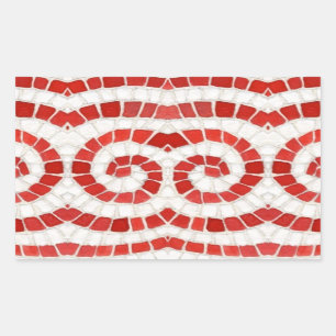 RED IONIC MOSAIC Rectangle Stickers