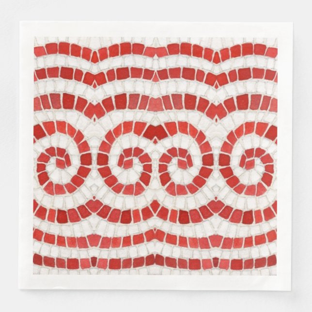 RED IONIC MOSAIC Standard Dinner Paper Napkins (Front)