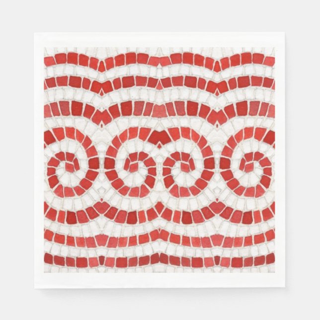 RED IONIC MOSAIC Standard Luncheon Paper Napkins (Front)