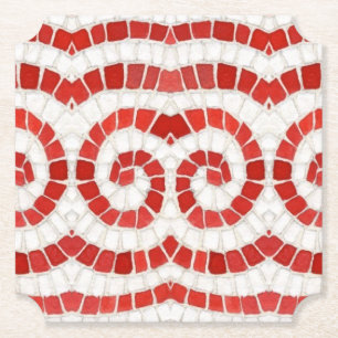 RED IONIC MOSAIC Ticket Paper Coasters