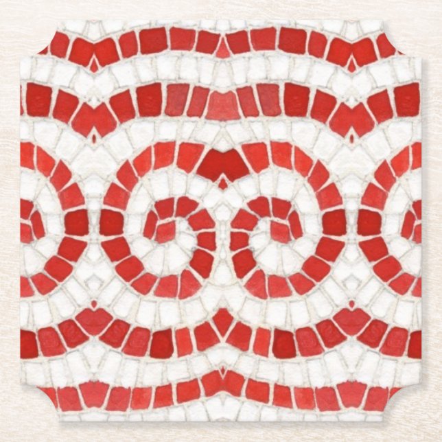 RED IONIC MOSAIC Ticket Paper Coasters (Front)