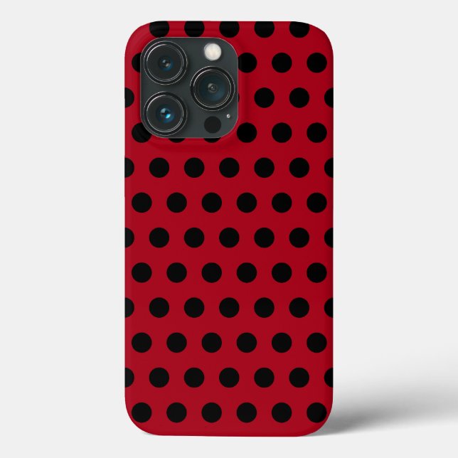 Red iPhone Case with Black Polka Dots Choose Colou (Back)