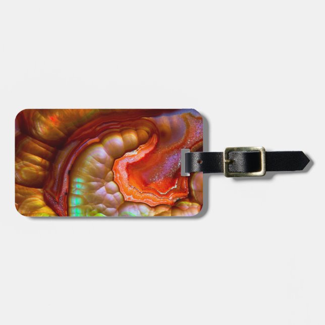 Red iridescent Fire Opal Luggage Tag (Front Horizontal)