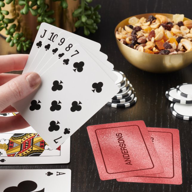 Red iridescent shimmering texture playing cards (In Situ)
