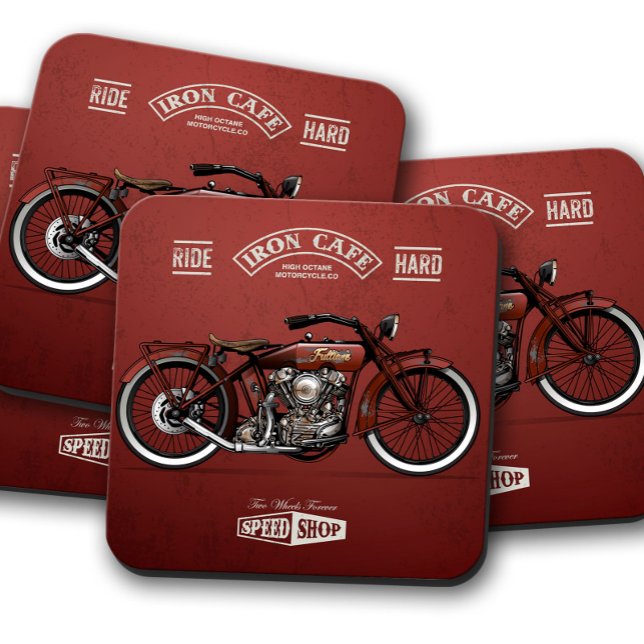 Red Iron Cafe Motorcycle Coaster | Coaster Set (Creator Uploaded)