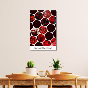 Red Is All That I Have! Hexagon 11 Photo Collage Poster