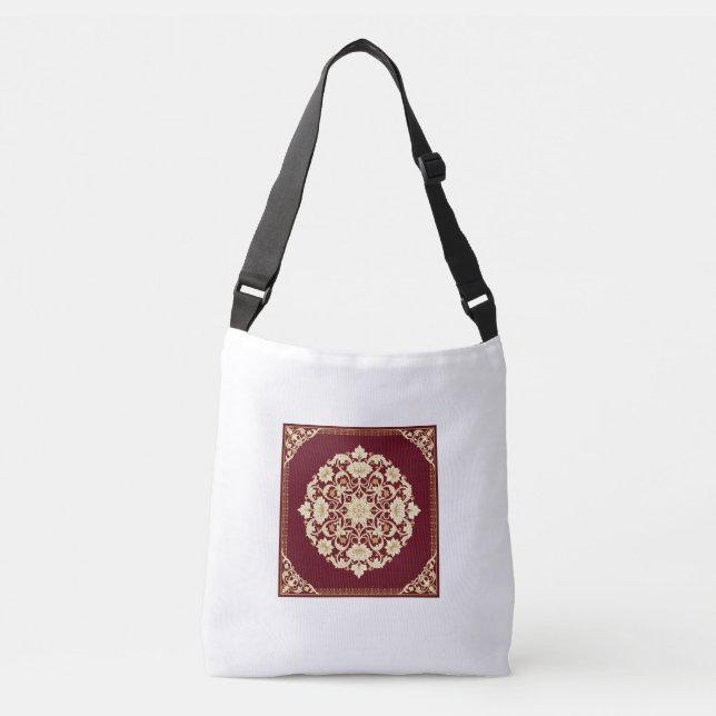 Red Islamic Floral Medallion Tote Bag (Front)