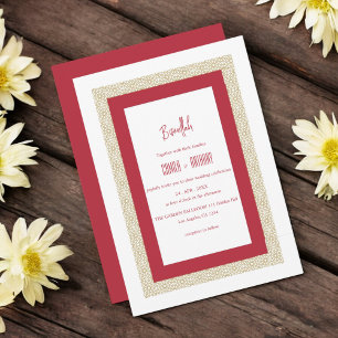 Red Islamic Geometric Border Wedding Invitation