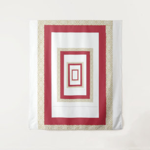 Red Islamic Geometric Border Wedding Tapestry