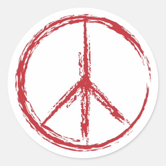 Red isolated creative peace sign classic round sticker (Front)