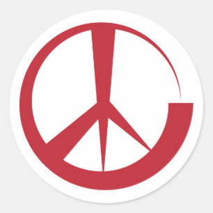 Red isolated creative peace sign classic round sticker
