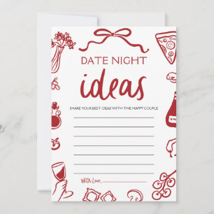 Red Italian Date Night Ideas Bridal Shower Game  Invitation