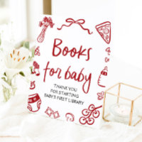 Red Italian Hand Drawn Baby Shower Books for Baby