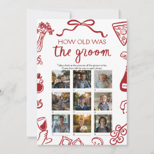 Red Italian Hand Drawn How Old Was The Groom Game Invitation