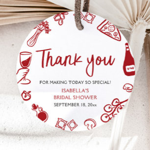 Red Italian Hand Drawn Pizza Pasta Bridal Shower Favour Tags