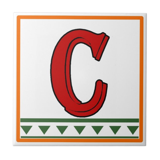 Red Italian House Signs Letters & Numbers Tile (Front)