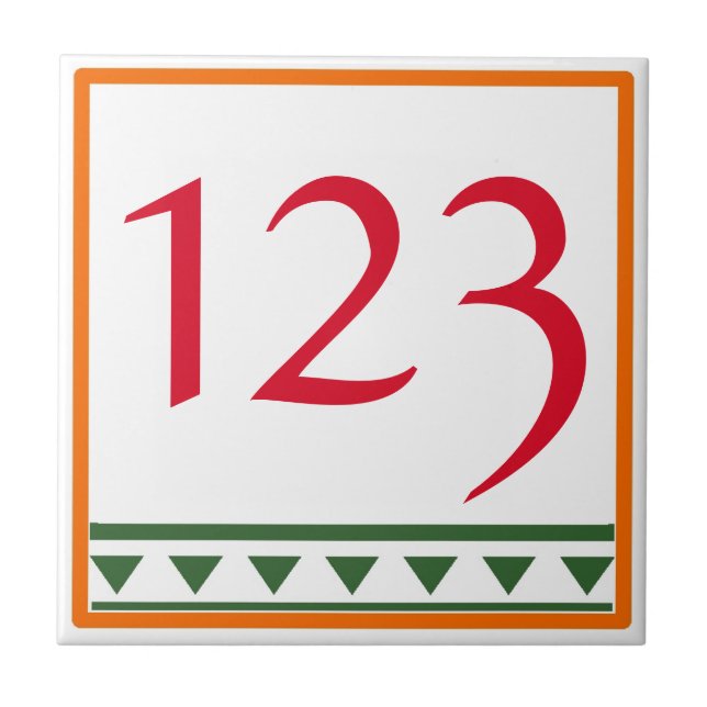 Red Italian Letters & Numbers Ceramic Tile (Front)