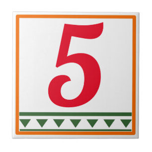 Red Italian Letters & Numbers, edit numbers Tile