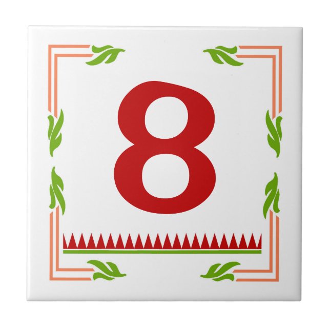 Red Italian Letters & Numbers Tile (Front)