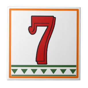 Red Italian Letters & Numbers Tile