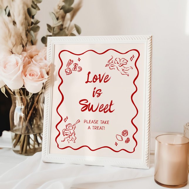 Red Italian Love Is Sweet Poster (Creator Uploaded)