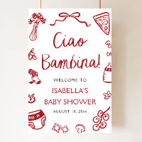 Red Italian Pizza Ciao Bambina Baby Shower Welcome