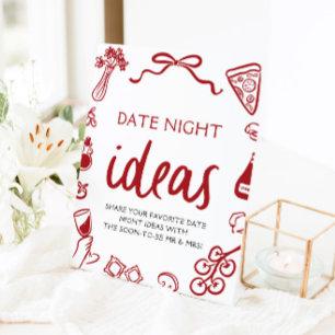 Red Italian Pizza Date Night Ideas Bridal Shower Pedestal Sign