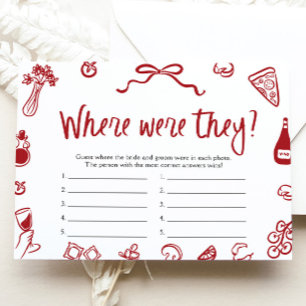 Red Italian Where Were They Bridal Shower Game Invitation