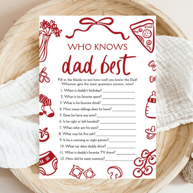 Red Italian Who Knows Daddy Best Baby Shower Game Invitation (Creator Uploaded)