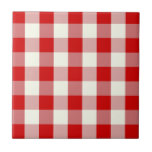 Red & Ivory Cottagecore Gingham Check Plaid Tile<br><div class="desc">Modern spring picnic trend,  with gingham plaid tartan pattern in red and ivory colours.</div>