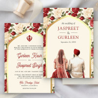 Red Ivory Floral Punjabi Anand Karaj Sikh Wedding