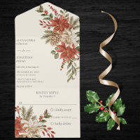 Red & Ivory Poinsettias on Ivory 