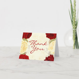 Red & Ivory Roses Thank You Cards